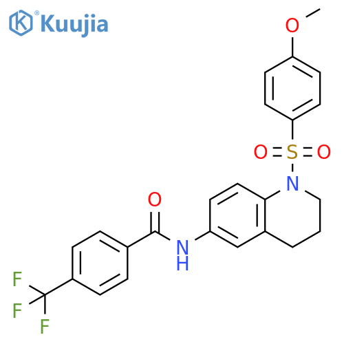 N-1-(4-methoxybenzenesulfonyl)-1,2,3,4-tetrahydroquinolin-6-yl-4-(trifluoromethyl)benzamide structure