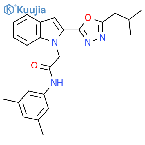 N-(3,5-dimethylphenyl)-2-{2-5-(2-methylpropyl)-1,3,4-oxadiazol-2-yl-1H-indol-1-yl}acetamide structure