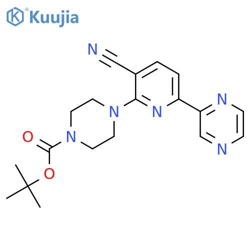 Tert-butyl 4-[3-cyano-6-(pyrazin-2-yl)pyridin-2-yl]piperazine-1-carboxylate structure