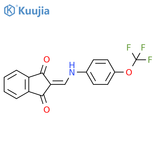 2-{4-(Trifluoromethoxy)anilinomethylene}-1H-indene-1,3(2H)-dione structure