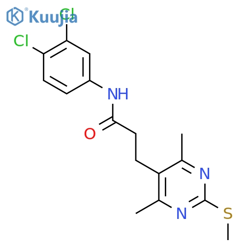 N-(3,4-dichlorophenyl)-3-[4,6-dimethyl-2-(methylsulfanyl)pyrimidin-5-yl]propanamide structure