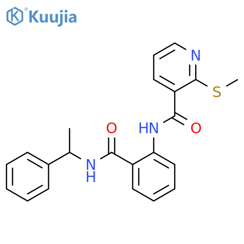2-(methylsulfanyl)-N-{2-[(1-phenylethyl)carbamoyl]phenyl}pyridine-3-carboxamide structure
