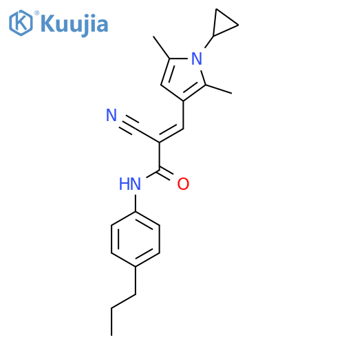 2-cyano-3-(1-cyclopropyl-2,5-dimethyl-1H-pyrrol-3-yl)-N-(4-propylphenyl)prop-2-enamide structure