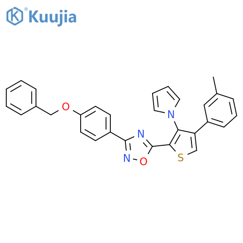 3-4-(benzyloxy)phenyl-5-4-(3-methylphenyl)-3-(1H-pyrrol-1-yl)thiophen-2-yl-1,2,4-oxadiazole structure