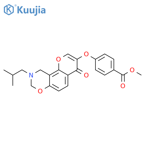 methyl 4-{9-(2-methylpropyl)-4-oxo-4H,8H,9H,10H-chromeno8,7-e1,3oxazin-3-yloxy}benzoate structure