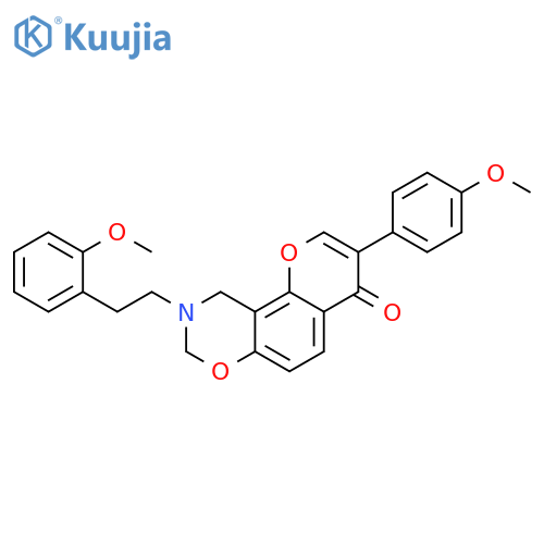 3-(4-methoxyphenyl)-9-2-(2-methoxyphenyl)ethyl-4H,8H,9H,10H-chromeno8,7-e1,3oxazin-4-one structure