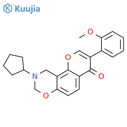 9-cyclopentyl-3-(2-methoxyphenyl)-4H,8H,9H,10H-chromeno8,7-e1,3oxazin-4-one structure