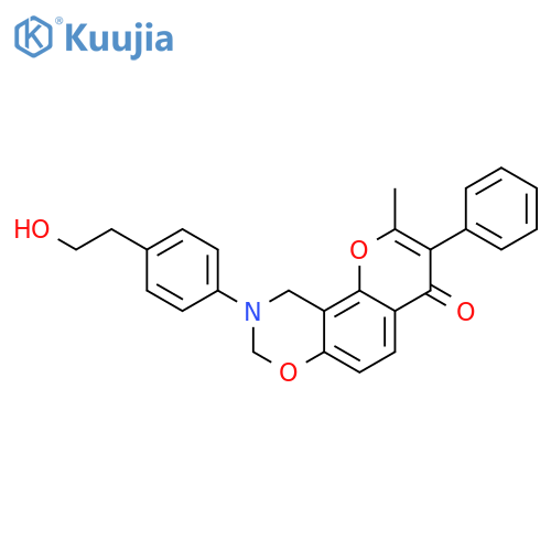 9-4-(2-hydroxyethyl)phenyl-2-methyl-3-phenyl-4H,8H,9H,10H-chromeno8,7-e1,3oxazin-4-one structure