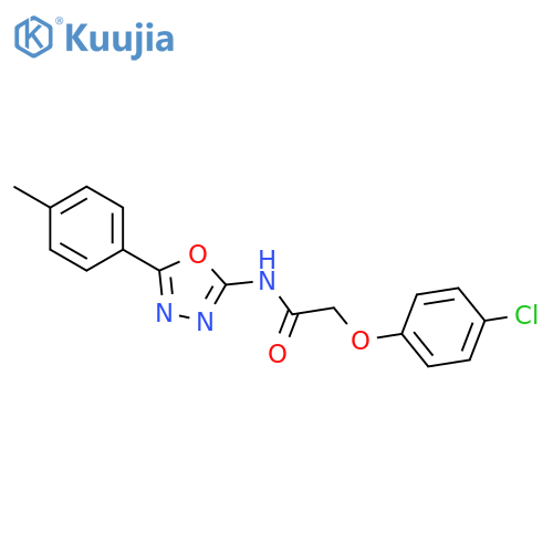 2-(4-chlorophenoxy)-N-5-(4-methylphenyl)-1,3,4-oxadiazol-2-ylacetamide structure