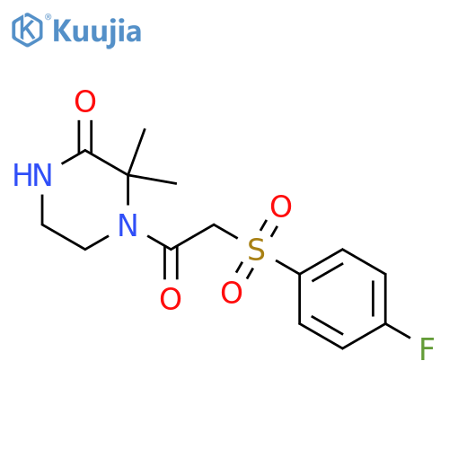 4-2-(4-fluorobenzenesulfonyl)acetyl-3,3-dimethylpiperazin-2-one structure
