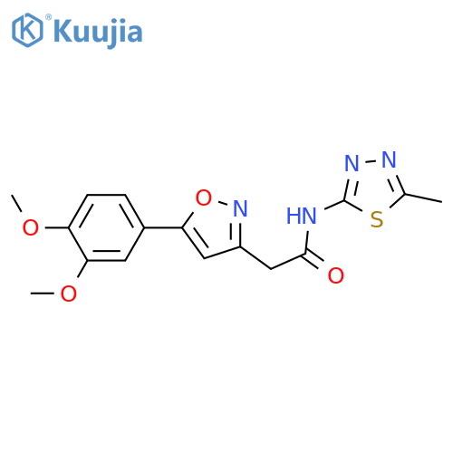 2-5-(3,4-dimethoxyphenyl)-1,2-oxazol-3-yl-N-(5-methyl-1,3,4-thiadiazol-2-yl)acetamide structure