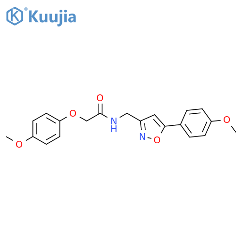 2-(4-methoxyphenoxy)-N-{5-(4-methoxyphenyl)-1,2-oxazol-3-ylmethyl}acetamide structure
