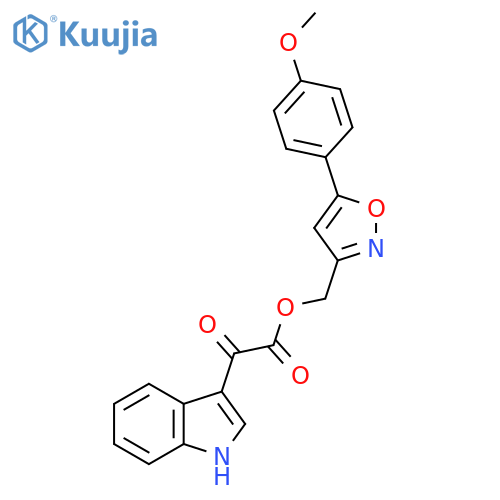 5-(4-methoxyphenyl)-1,2-oxazol-3-ylmethyl 2-(1H-indol-3-yl)-2-oxoacetate structure