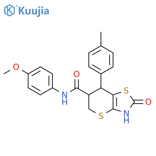 N-(4-methoxyphenyl)-7-(4-methylphenyl)-2-oxo-2H,3H,5H,6H,7H-thiopyrano2,3-d1,3thiazole-6-carboxamide structure
