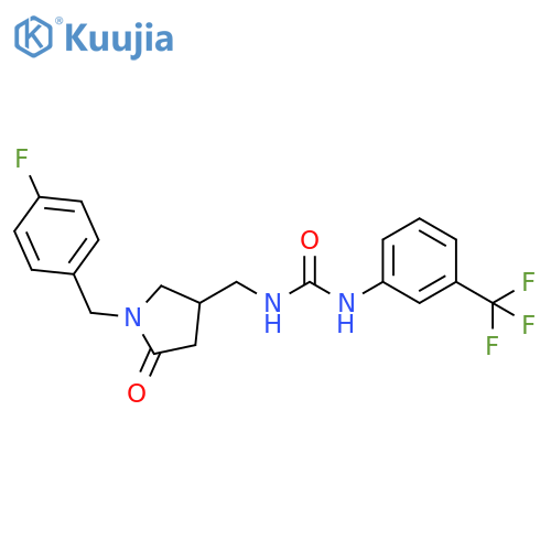 3-({1-(4-fluorophenyl)methyl-5-oxopyrrolidin-3-yl}methyl)-1-3-(trifluoromethyl)phenylurea structure