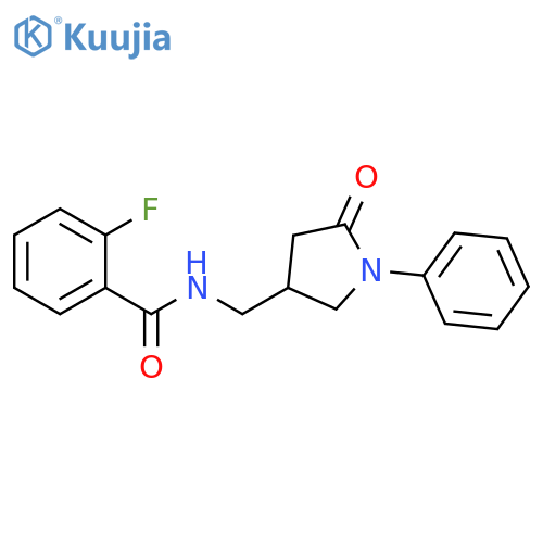 2-fluoro-N-(5-oxo-1-phenylpyrrolidin-3-yl)methylbenzamide structure