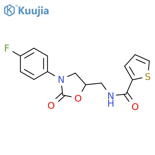 N-{3-(4-fluorophenyl)-2-oxo-1,3-oxazolidin-5-ylmethyl}thiophene-2-carboxamide structure
