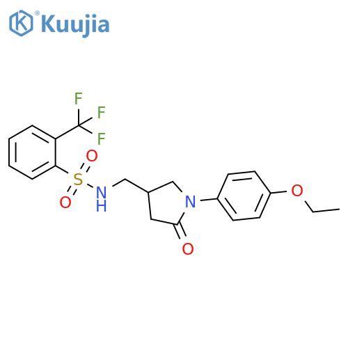 N-{1-(4-ethoxyphenyl)-5-oxopyrrolidin-3-ylmethyl}-2-(trifluoromethyl)benzene-1-sulfonamide structure