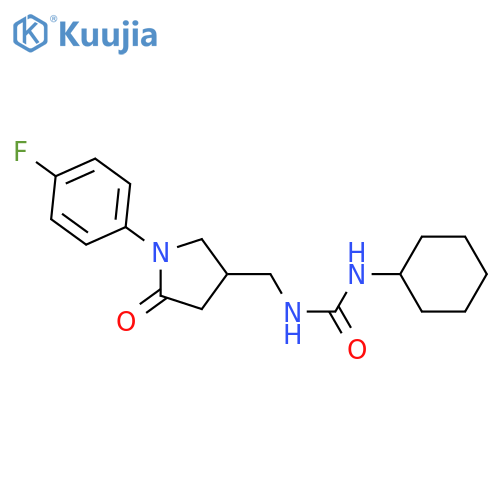 1-cyclohexyl-3-{1-(4-fluorophenyl)-5-oxopyrrolidin-3-ylmethyl}urea structure