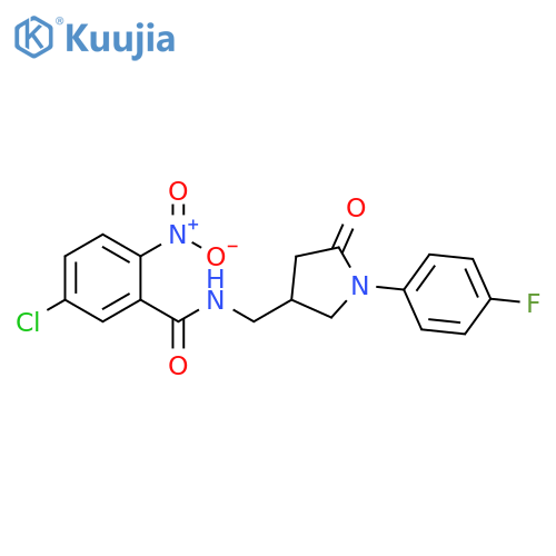 5-chloro-N-{1-(4-fluorophenyl)-5-oxopyrrolidin-3-ylmethyl}-2-nitrobenzamide structure