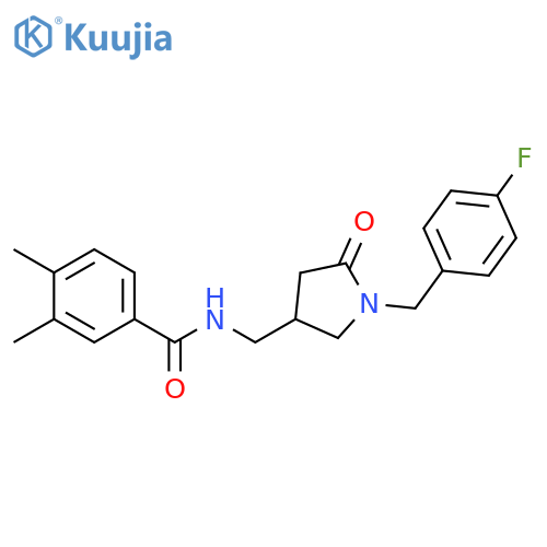 N-({1-(4-fluorophenyl)methyl-5-oxopyrrolidin-3-yl}methyl)-3,4-dimethylbenzamide structure