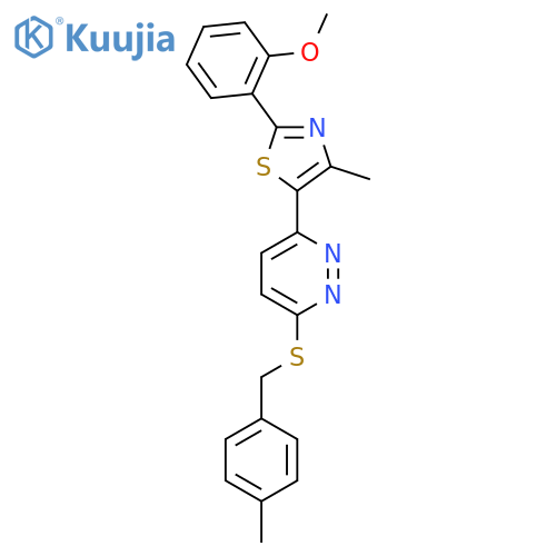 3-2-(2-methoxyphenyl)-4-methyl-1,3-thiazol-5-yl-6-{(4-methylphenyl)methylsulfanyl}pyridazine structure