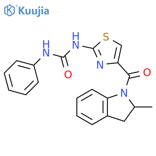 3-4-(2-methyl-2,3-dihydro-1H-indole-1-carbonyl)-1,3-thiazol-2-yl-1-phenylurea structure