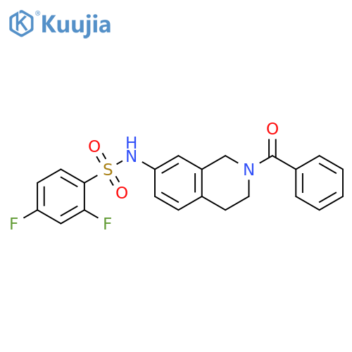 N-(2-benzoyl-1,2,3,4-tetrahydroisoquinolin-7-yl)-2,4-difluorobenzene-1-sulfonamide structure