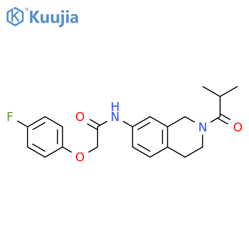 2-(4-fluorophenoxy)-N-2-(2-methylpropanoyl)-1,2,3,4-tetrahydroisoquinolin-7-ylacetamide structure