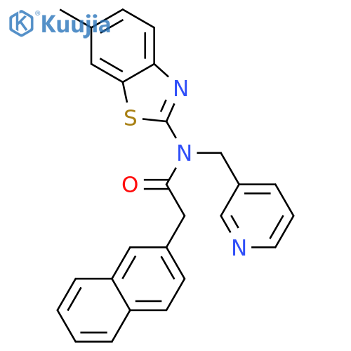 N-(6-methyl-1,3-benzothiazol-2-yl)-2-(naphthalen-2-yl)-N-(pyridin-3-yl)methylacetamide structure