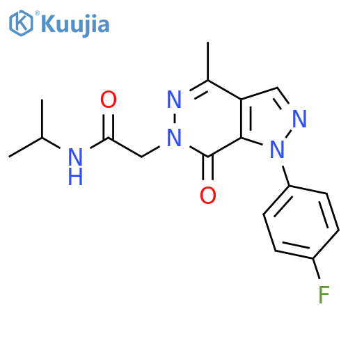 2-1-(4-fluorophenyl)-4-methyl-7-oxo-1H,6H,7H-pyrazolo3,4-dpyridazin-6-yl-N-(propan-2-yl)acetamide structure