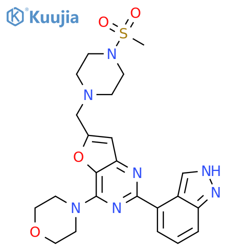 2-(1H-indazol-4-yl)-6-[(4-methylsulfonylpiperazin-1-yl)methyl]-4-morpholin-4-ylfuro[3,2-d]pyrimidine structure