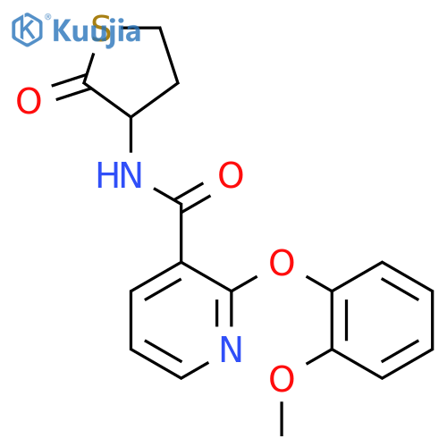 2-(2-methoxyphenoxy)-N-(2-oxotetrahydro-3-thiophenyl)nicotinamide structure