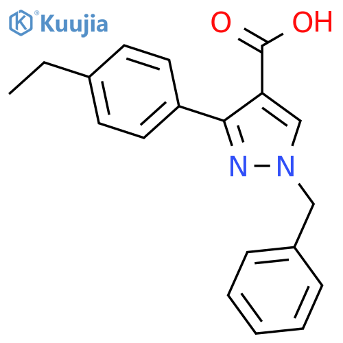 1-benzyl-3-(4-ethylphenyl)-1H-pyrazole-4-carboxylic acid structure