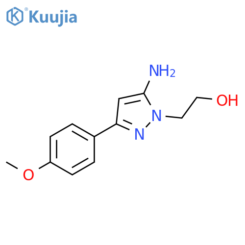 2-5-amino-3-(4-methoxyphenyl)-1H-pyrazol-1-ylethan-1-ol structure