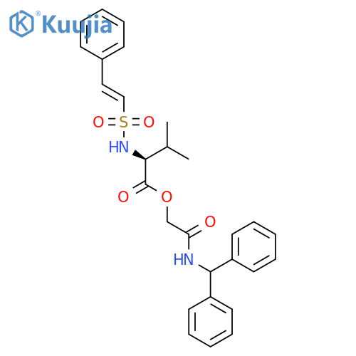 [(diphenylmethyl)carbamoyl]methyl (2S)-3-methyl-2-(2-phenylethenesulfonamido)butanoate structure