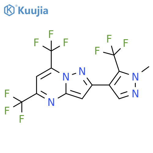 4-[5,7-Bis(trifluoromethyl)pyrazolo[1,5-a]pyrimidin-2-yl]-1-methyl-5-(trifluoromethyl)-1H-pyrazole structure