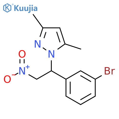 1-1-(3-bromophenyl)-2-nitroethyl-3,5-dimethyl-1H-pyrazole structure