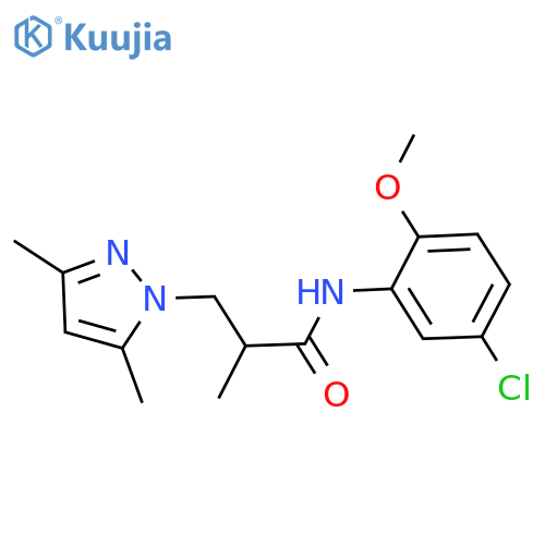 N-(5-chloro-2-methoxyphenyl)-3-(3,5-dimethyl-1H-pyrazol-1-yl)-2-methylpropanamide structure