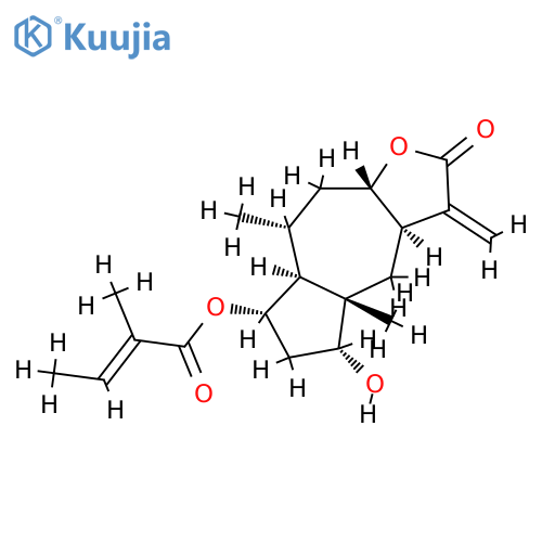 [E,(-)]-2-Methyl-2-butenoic acid (3aR,3aα,7aα,9aβ)-dodecahydro-5α-hydroxy-3-methylene-4aβ,8α-dimethyl-2-oxoazuleno[6,5-b]furan-7α-yl ester structure